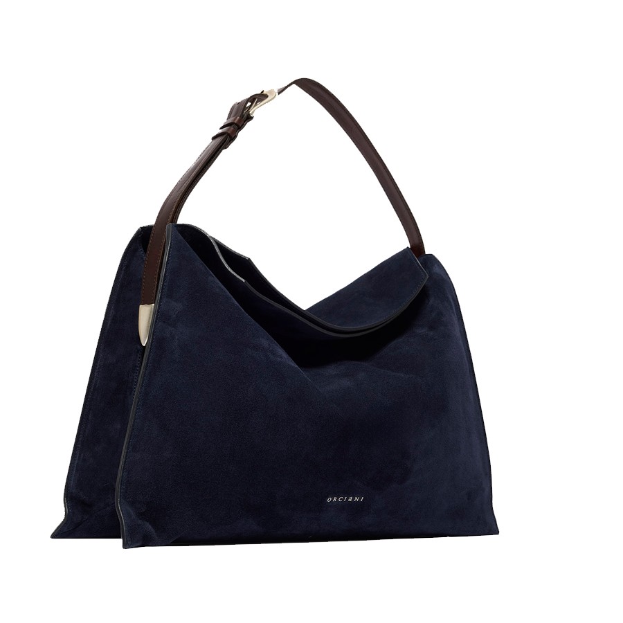 ORCIANI Borsa Trinity Peach Large a spalla in suede e cuoio