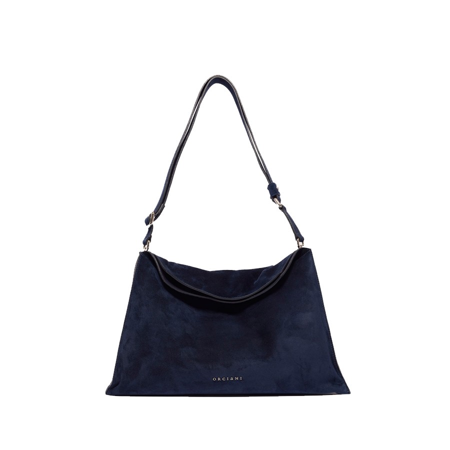 ORCIANI Borsa Trinity Peach Large a spalla in suede e cuoio