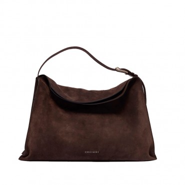 ORCIANI Borsa Trinity Peach Large a spalla in suede e cuoio