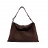 ORCIANI Borsa Trinity Peach Large a spalla in suede e cuoio