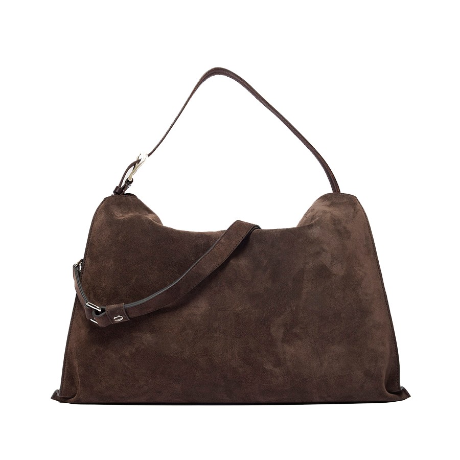 ORCIANI Borsa Trinity Peach Large a spalla in suede e cuoio