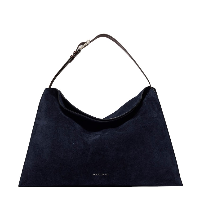ORCIANI Borsa Trinity Peach Large a spalla in suede e cuoio
