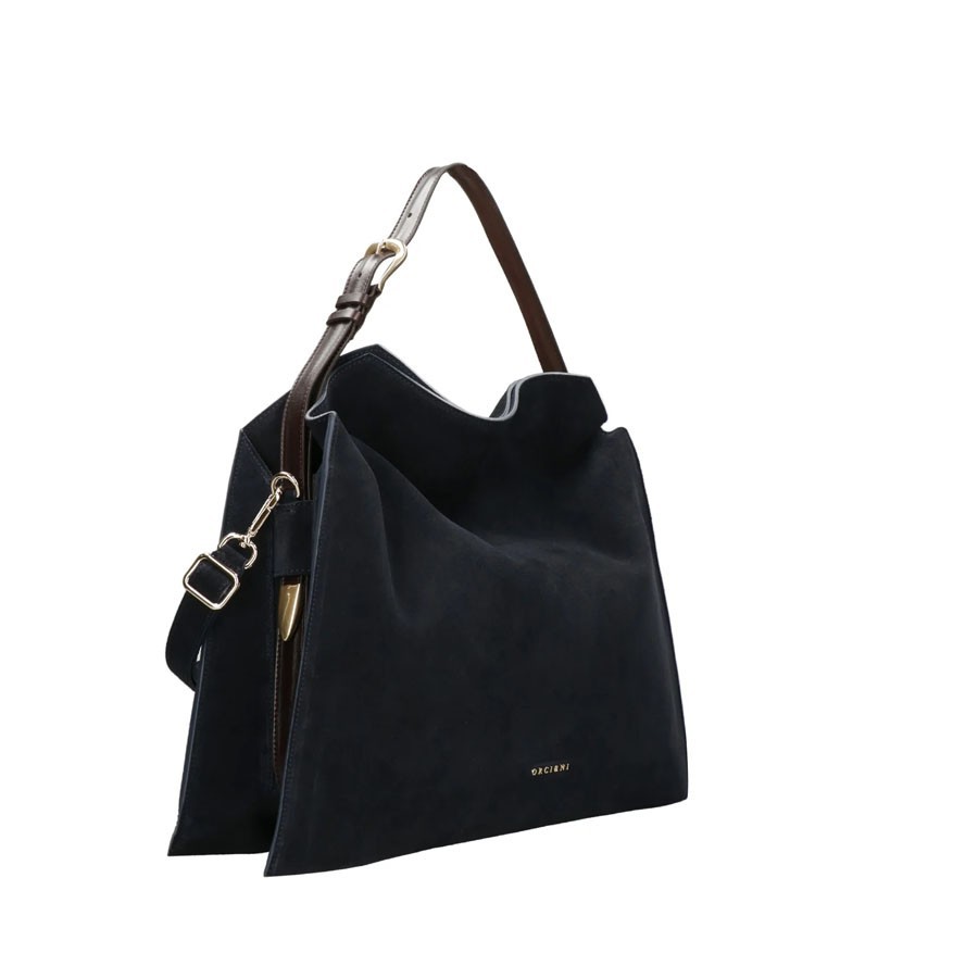 ORCIANI Borsa Trinity Peach Large a spalla in suede e cuoio