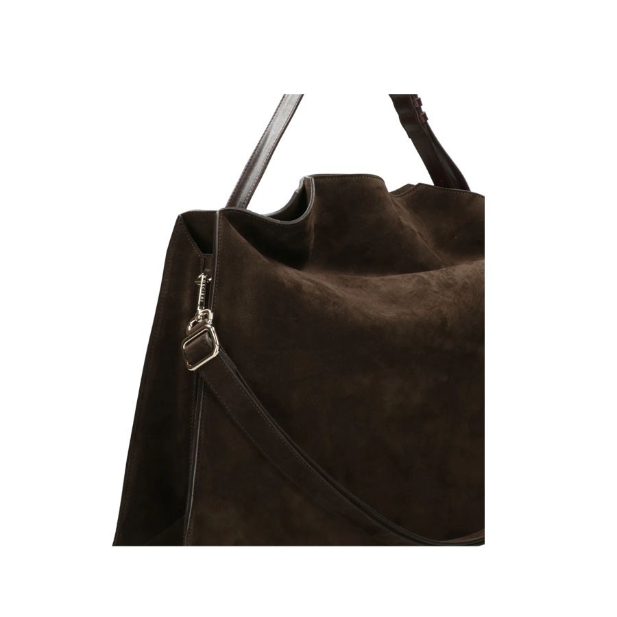 ORCIANI Borsa Trinity Peach Large a spalla in suede e cuoio