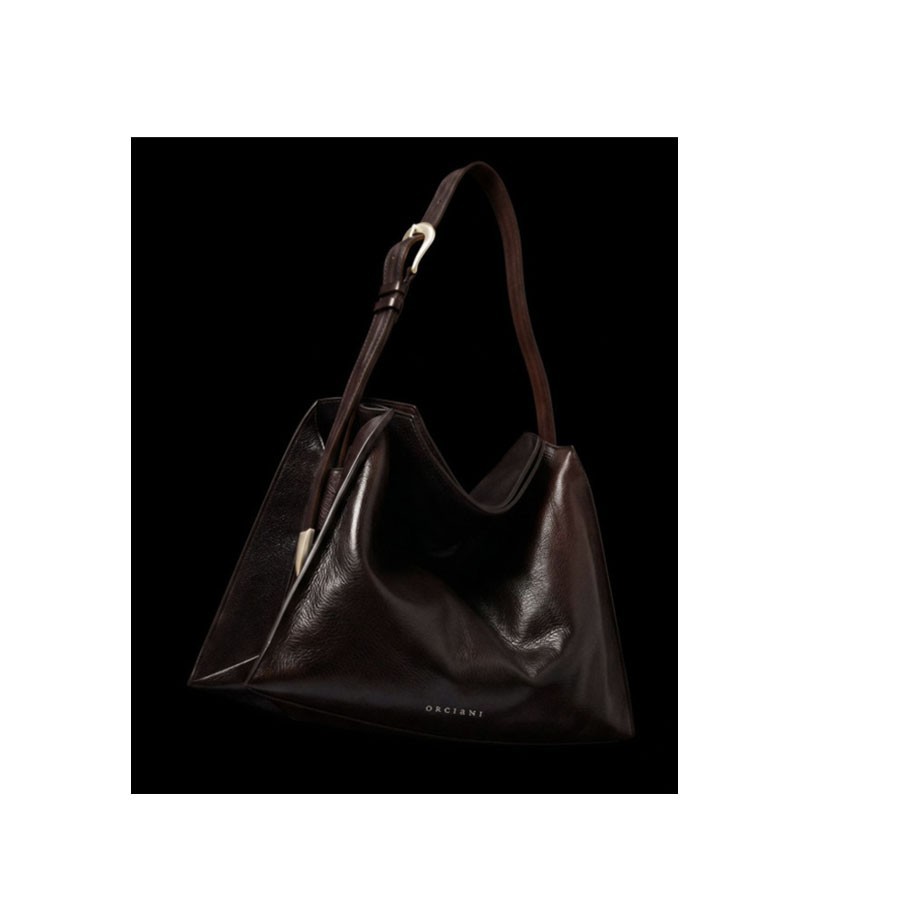 ORCIANI Trinity Lagoon Midi Leather Shoulder Bag