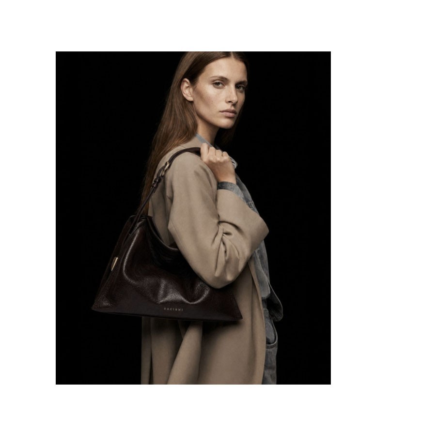 ORCIANI Trinity Lagoon Midi Leather Shoulder Bag