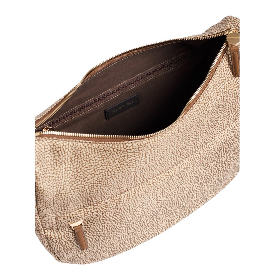 Borbonese B-Club Luna medium bag, beige and brown OP print