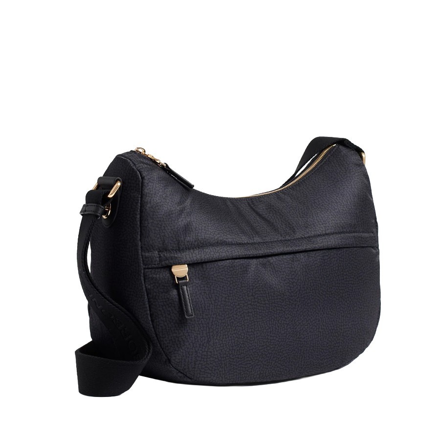 Borbonese B-Club Luna Medium Bag – Dark Black OP
