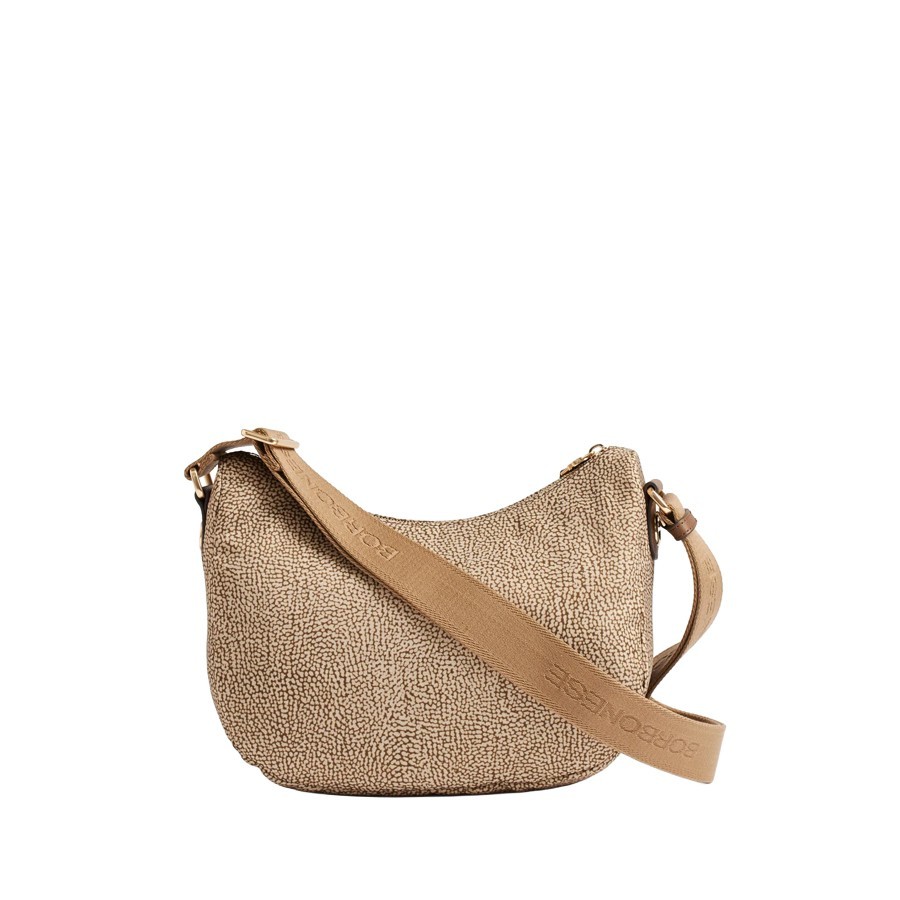 Borbonese B-Club Luna medium bag, beige and brown OP print