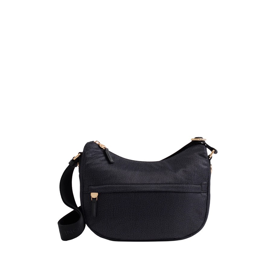 Borbonese B-Club Luna Medium Bag – Dark Black OP