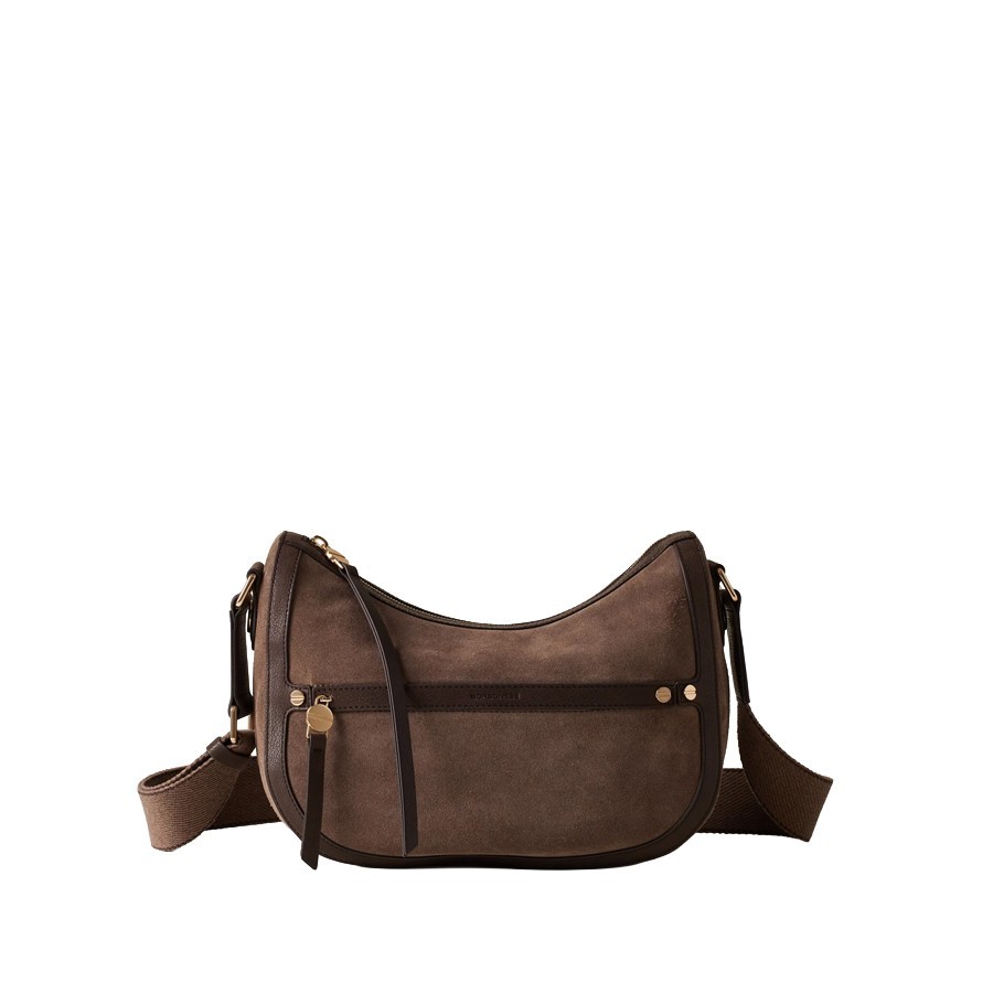 Borbonese borsa Luna bag small pelle cenere cacao