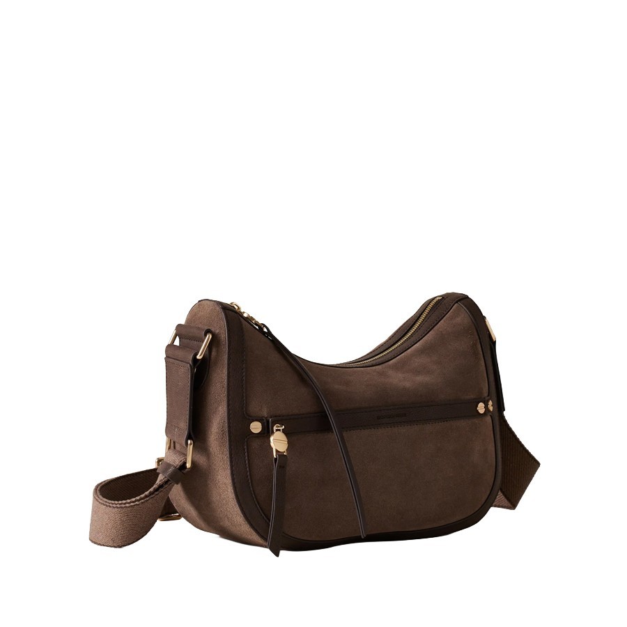 Borbonese borsa Luna bag small pelle cenere cacao