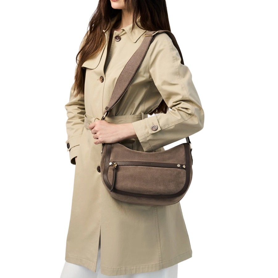 Borbonese Luna small bag in ash and cocoa leather