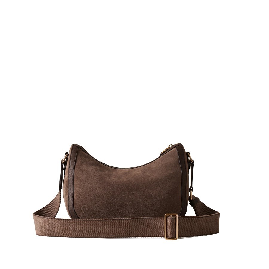 Borbonese borsa Luna bag small pelle cenere cacao