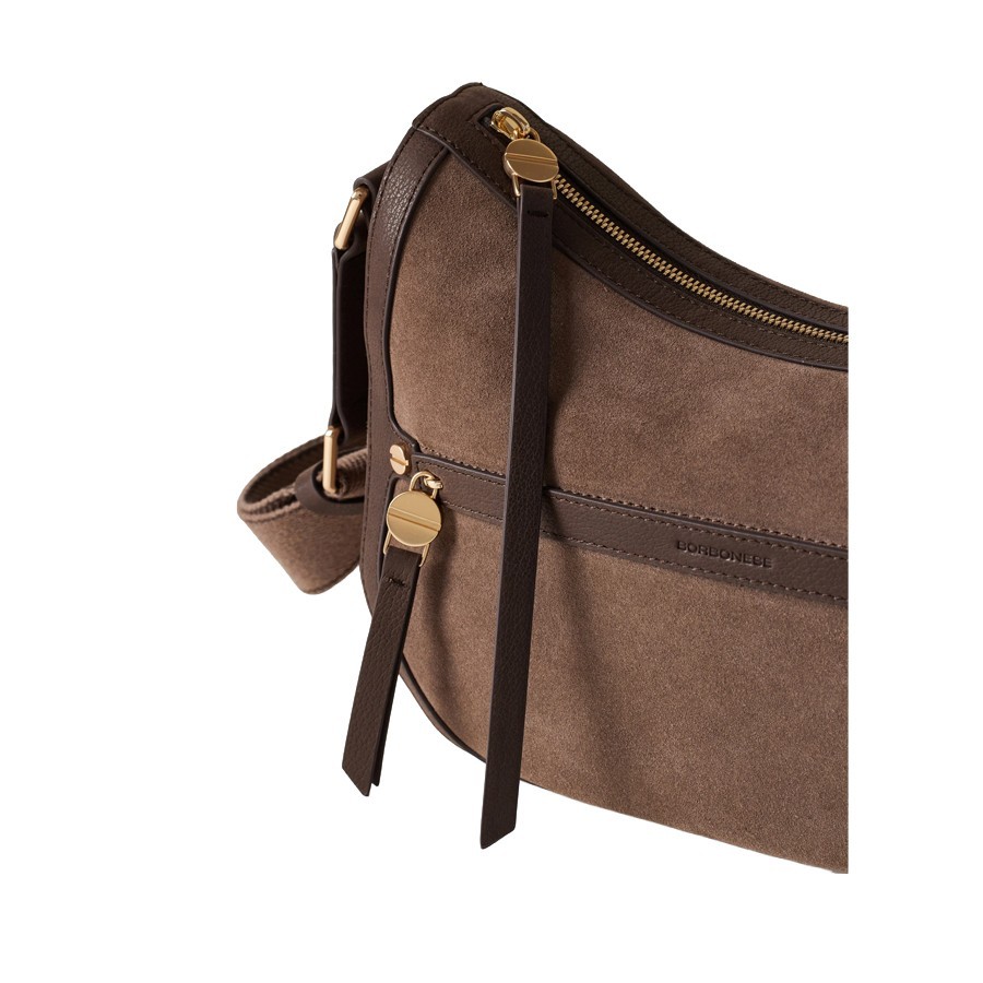 Borbonese borsa Luna bag small pelle cenere cacao