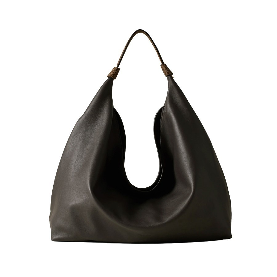 Borbonese borsa Plie hobo large pelle Corteccia cumino