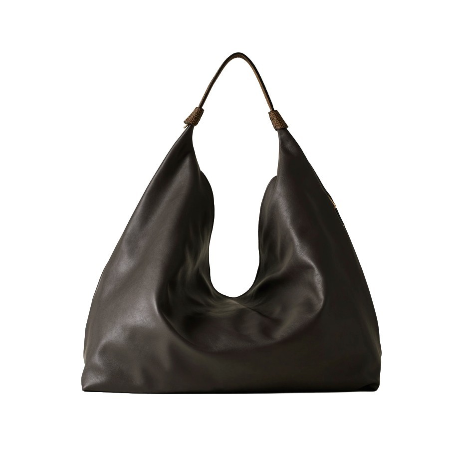 Borbonese borsa Plie hobo large pelle Corteccia cumino