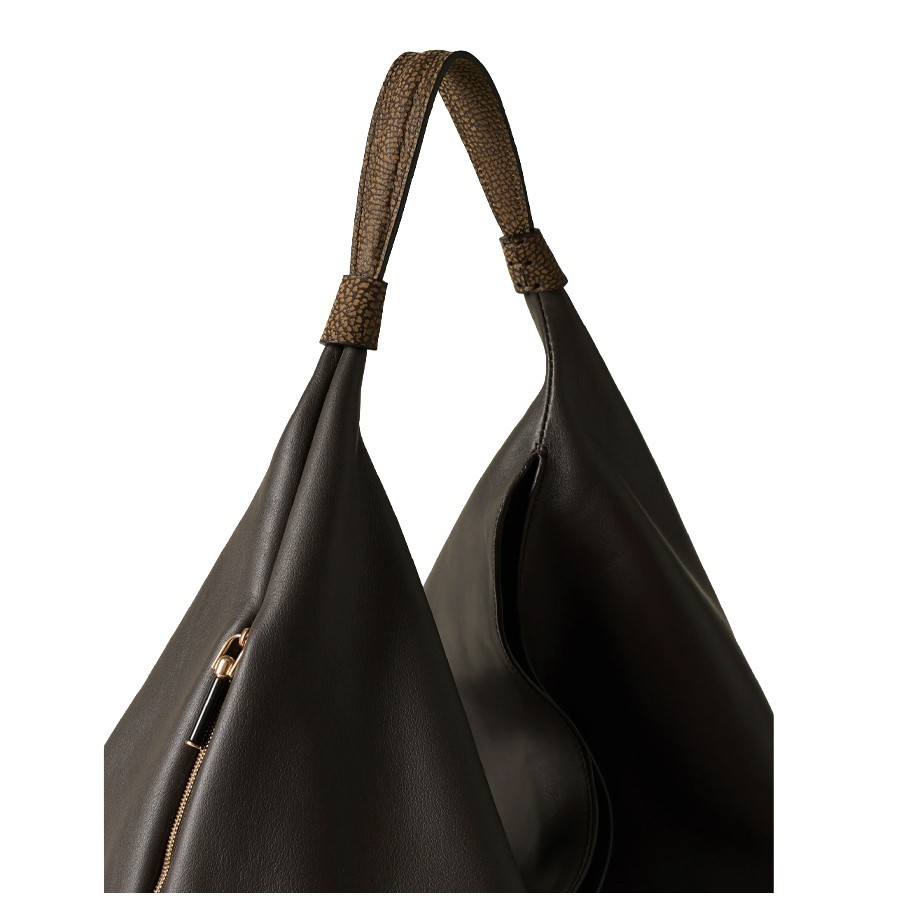 Borbonese Plie hobo bag large leather Cumino bark