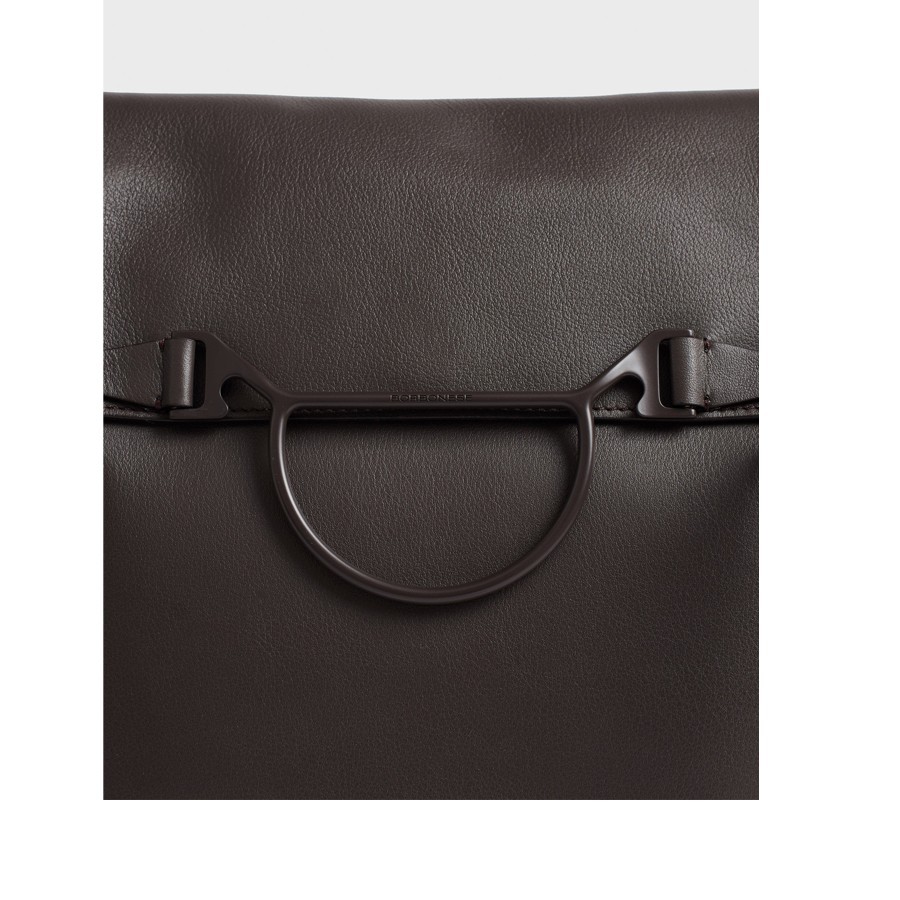 Borbonese borsa Wave shopping large pelle cacao caffe