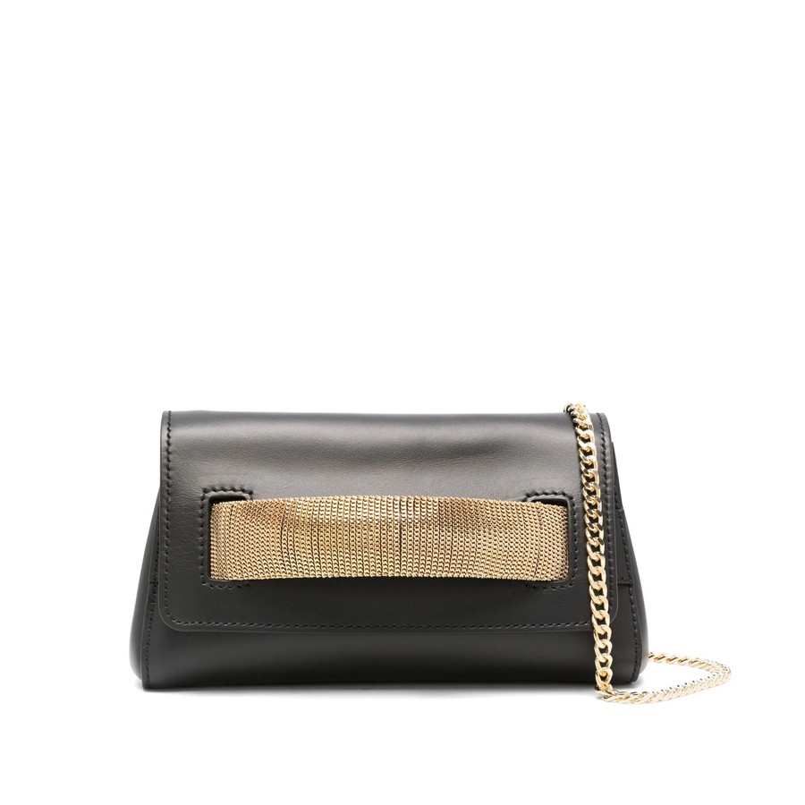 Clutch ORCIANI in pelle nero con accessorio
