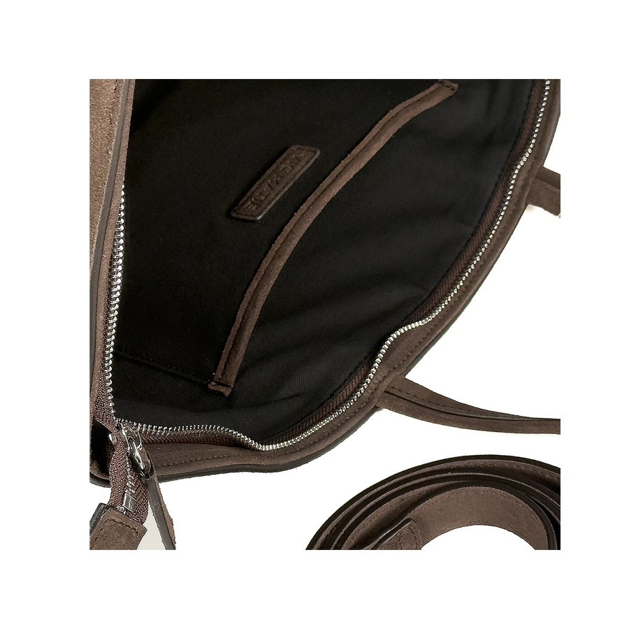 Vic Matiè borsa Michelle BigSuede Shopper-Bucket bag dark brown