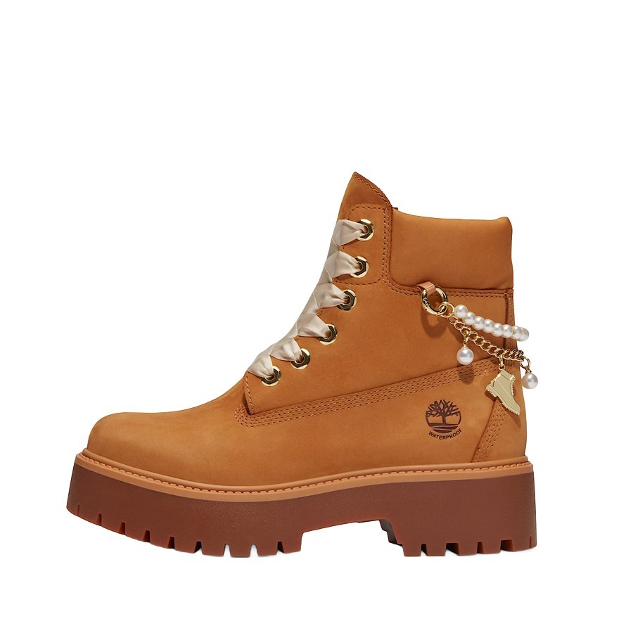 Timberland stivale donna plateau Stone Street 6-Inch  wheat mubuck charms