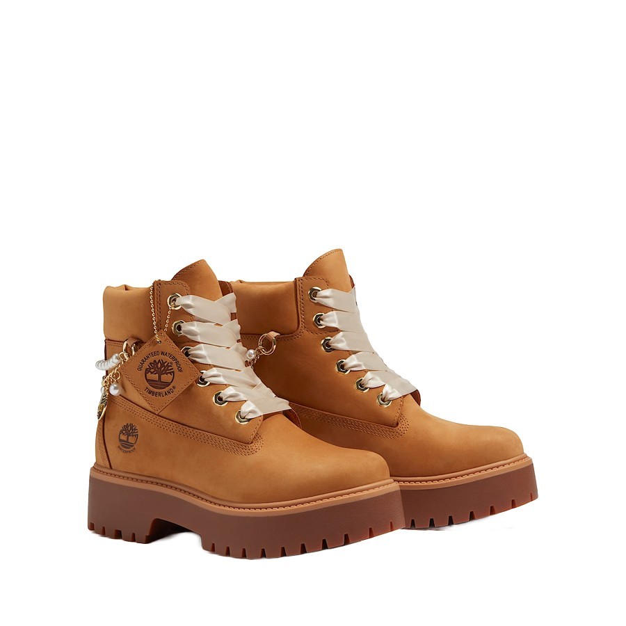 Timberland stivale donna plateau Stone Street 6-Inch  wheat mubuck charms