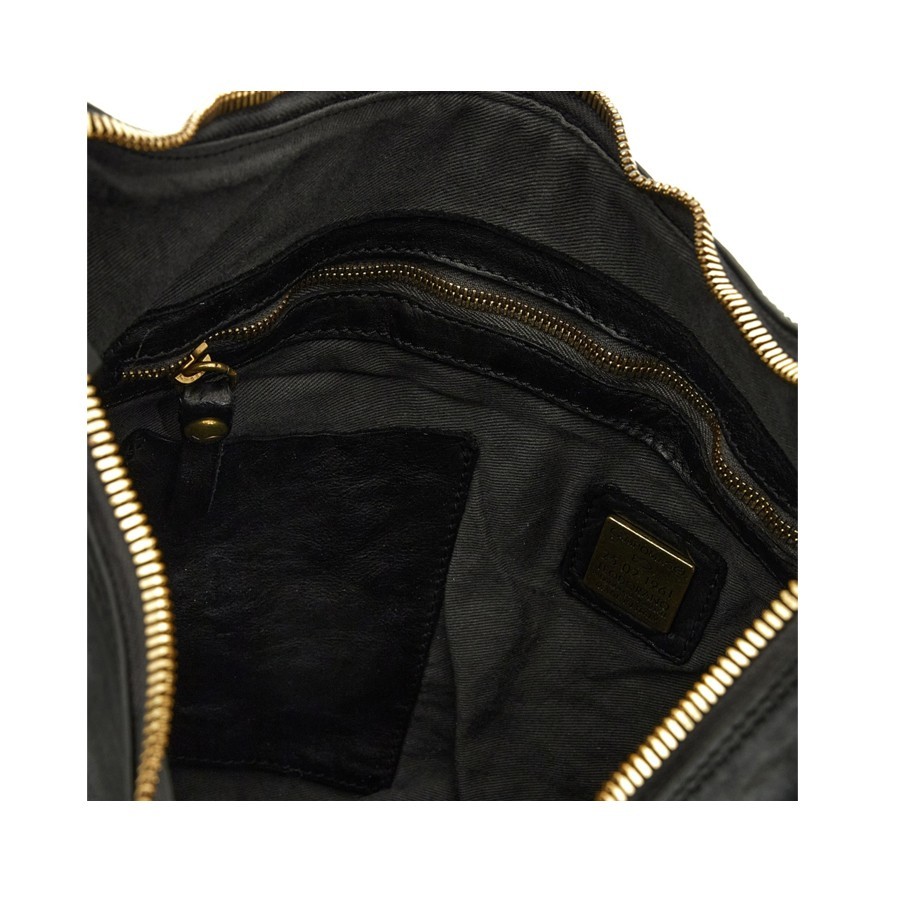 Campomaggi Wanda Kura Black Studded Leather Shoulder Bag