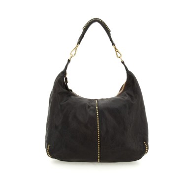Campomaggi Wanda Kura dark brown Studded Leather Shoulder Bag