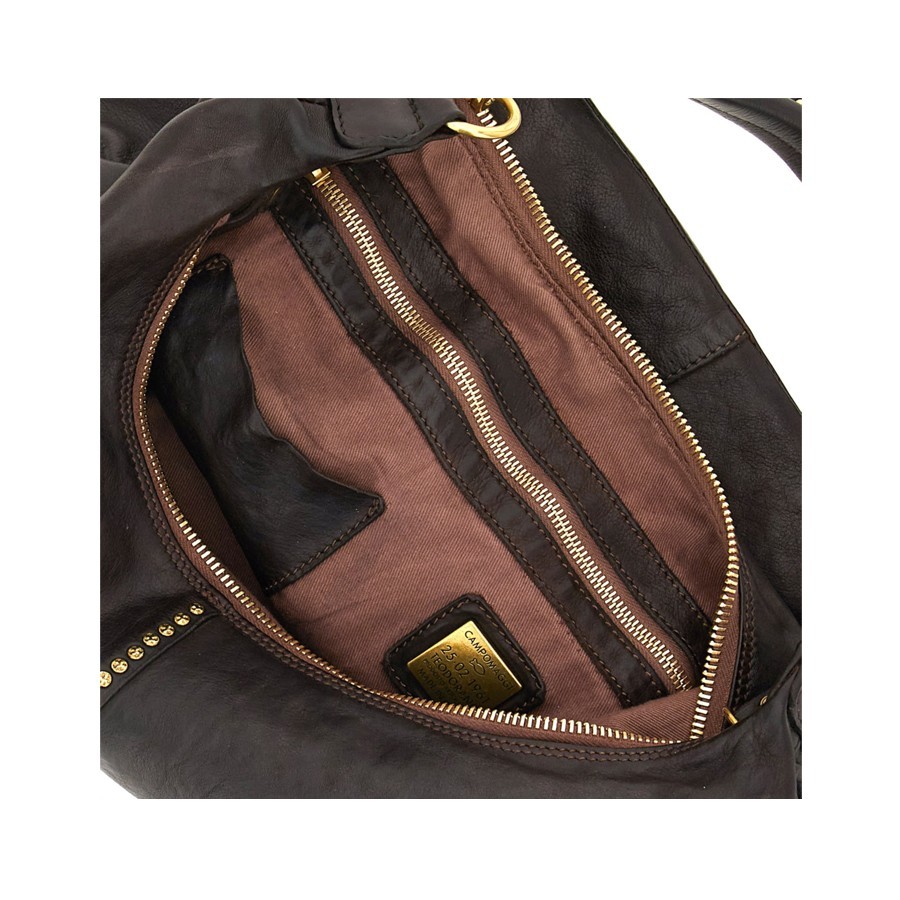 Campomaggi Borsa spalla Wanda KuraBorsa pelle borchie moro