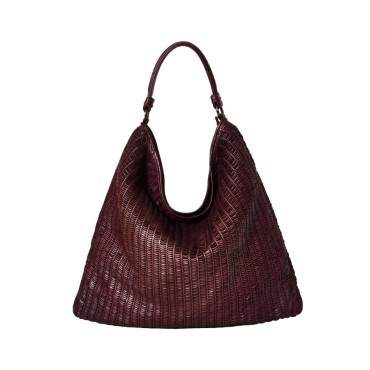 Atena – Shopper in pelle con texture a “lune” RUBINO