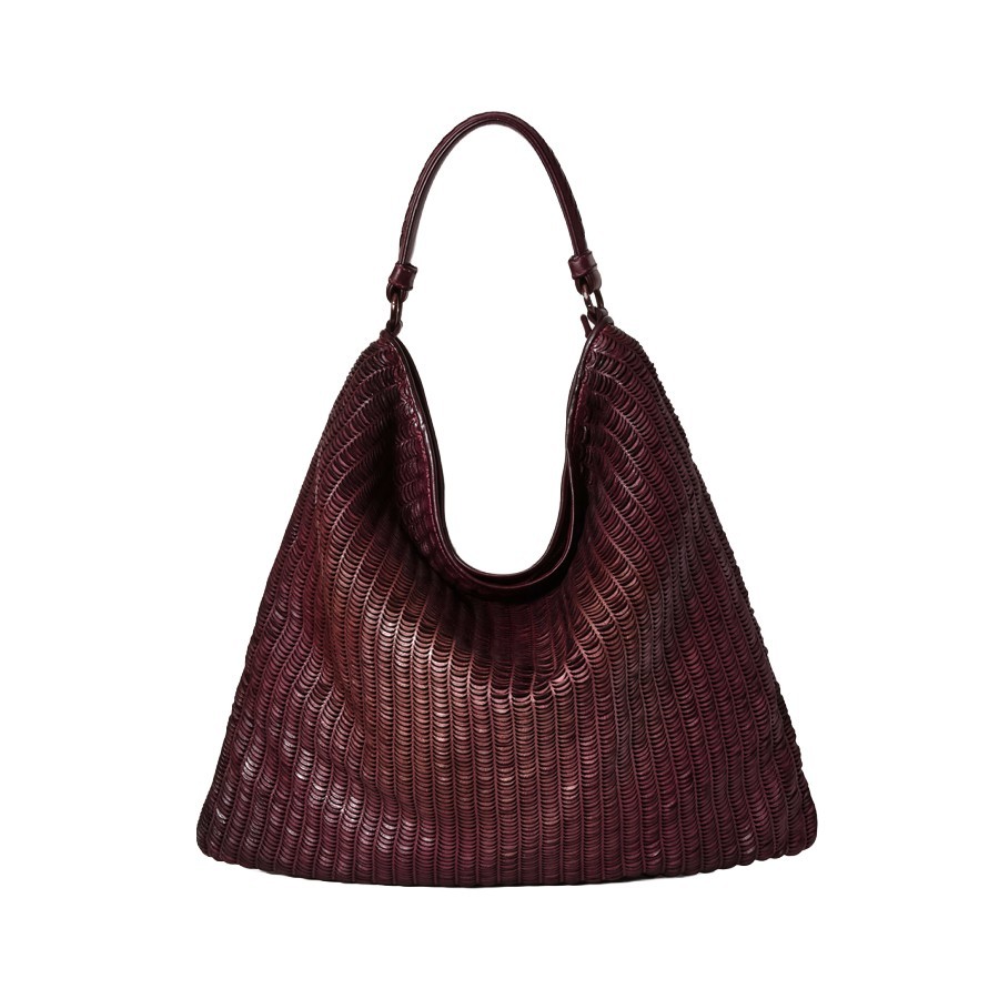 Atena – Shopper in pelle con texture a “lune” RUBINO
