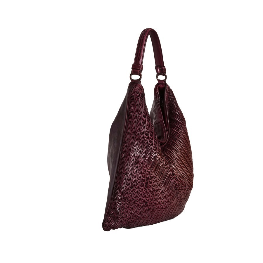 Atena – Shopper in pelle con texture a “lune” RUBINO