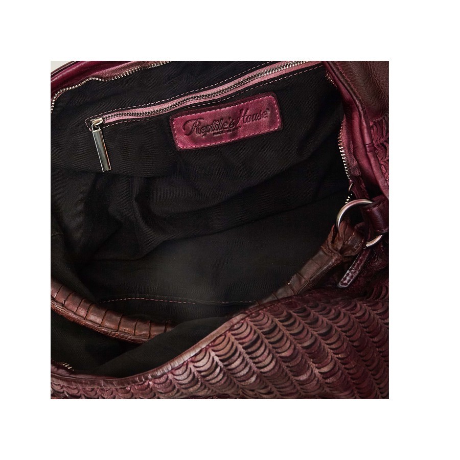 Atena – Shopper in pelle con texture a “lune” RUBINO