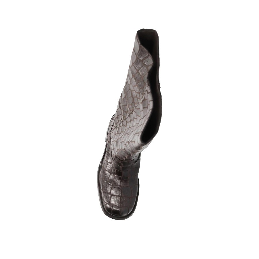 Elena Iachi women's dark brown crocodile-print leather boots