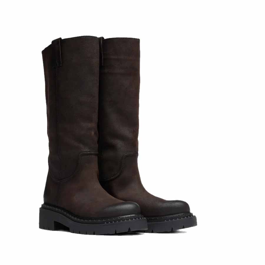 ASH DETROIT boot in dark brown worn effect leather