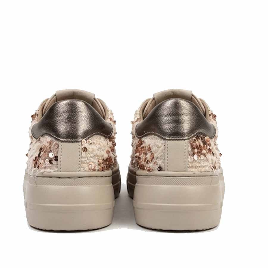 Stokton laced up woman in nude champagne leather