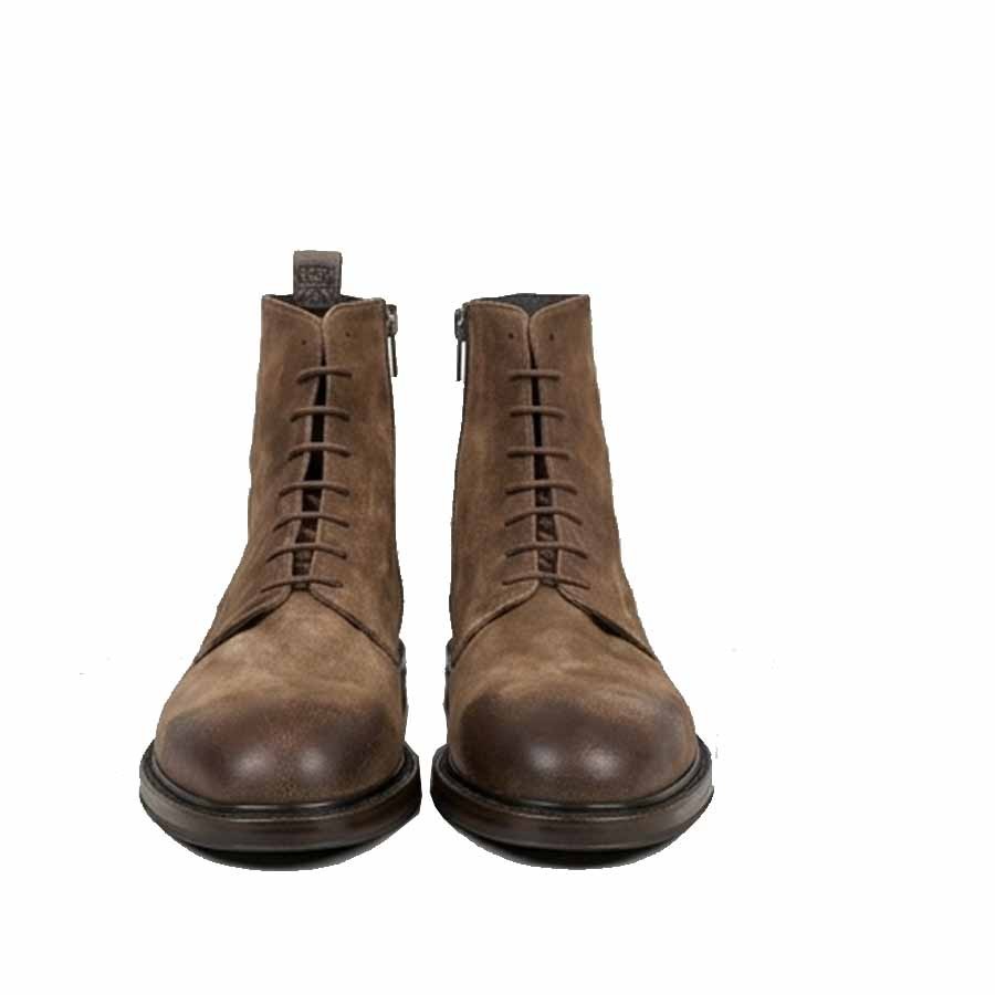 PANTANETTI Men's Ankle Boots in Suede Bark with Zipper