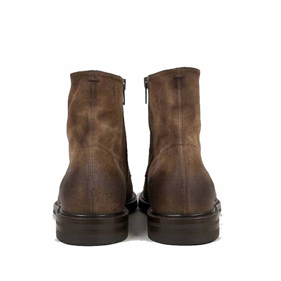 PANTANETTI Men's Ankle Boots in Suede Bark with Zipper