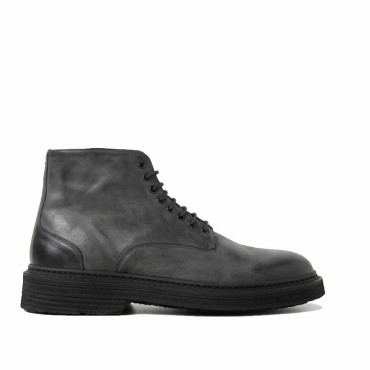 PANTANETTI Men's Black Leather Anthracite Gradient