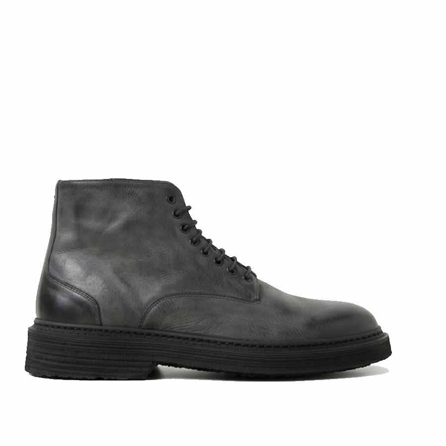 PANTANETTI Men's Black Leather Anthracite Gradient