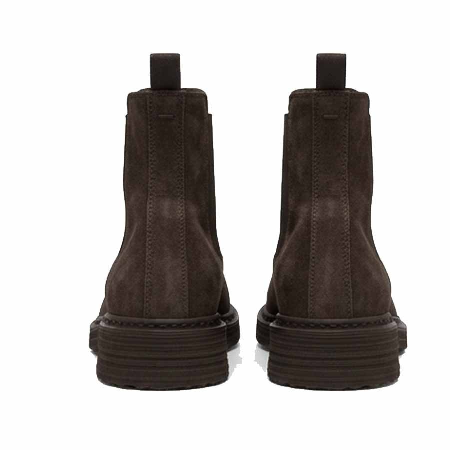 PANTANETTI Men's Chelsea Ankle Boots in Dark Brown Suede