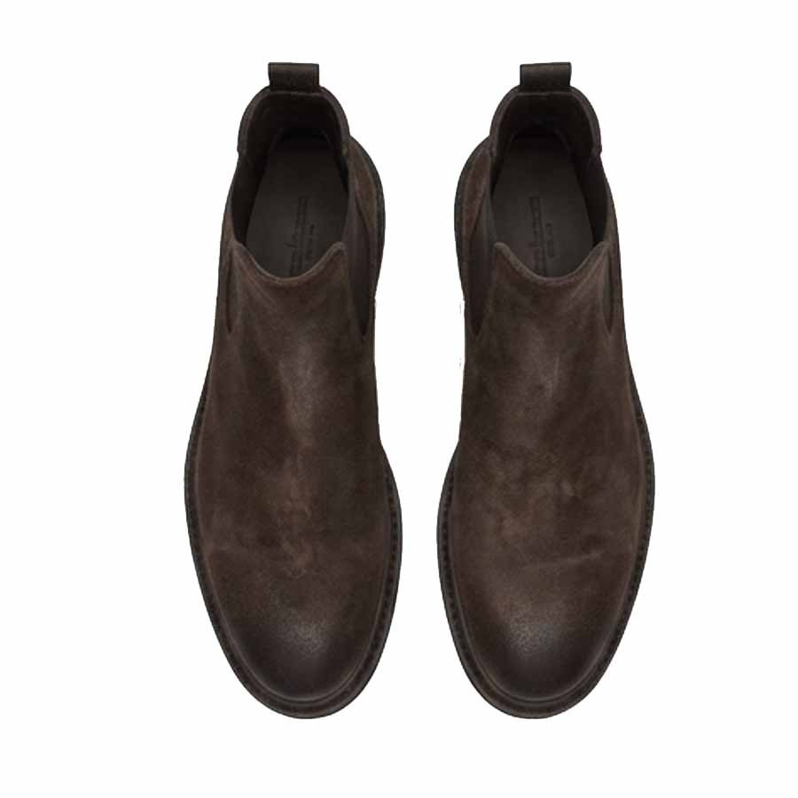 PANTANETTI Men's Chelsea Ankle Boots in Dark Brown Suede