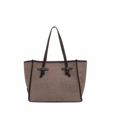 Gianni chiarini MARCELLA medium shoulder bag in blush-panna-clay fabric