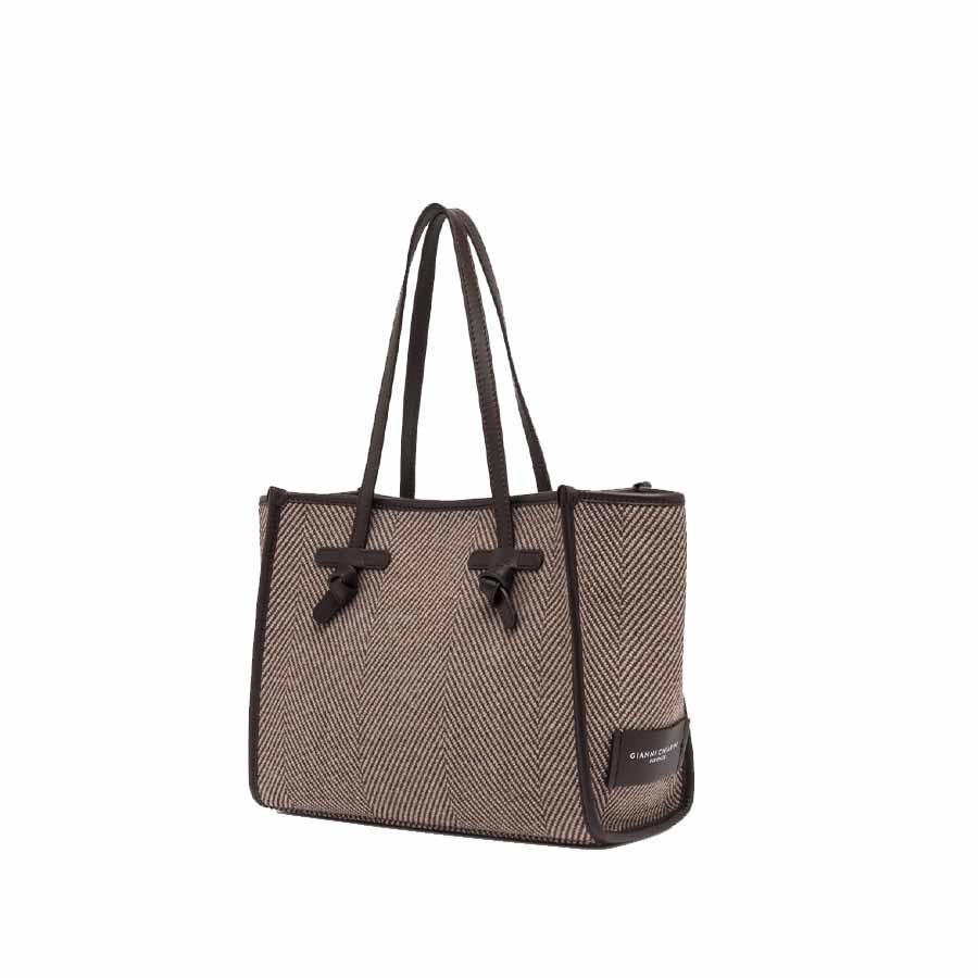 Gianni chiarini MARCELLA medium shoulder bag in blush-panna-clay fabric