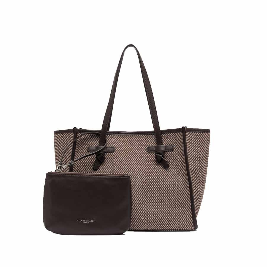 Gianni chiarini MARCELLA medium shoulder bag in blush-panna-clay fabric