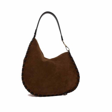 ORCIANI Chaos Peach Cross Midi suede shoulder bag with shoulder strap