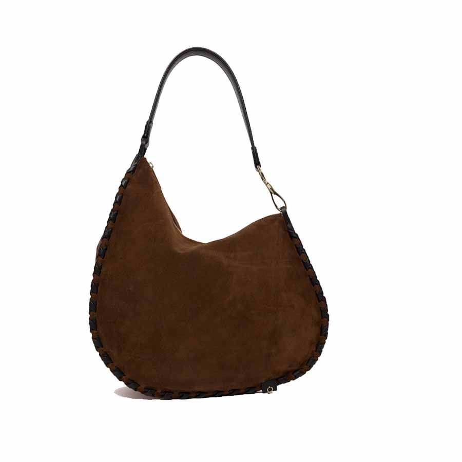 ORCIANI Chaos Peach Cross Midi suede shoulder bag with shoulder strap