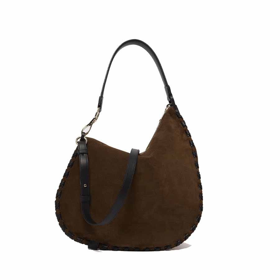 ORCIANI Chaos Peach Cross Midi suede shoulder bag with shoulder strap