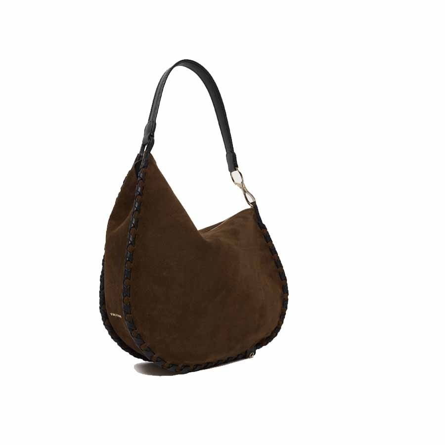 ORCIANI Chaos Peach Cross Midi suede shoulder bag with shoulder strap
